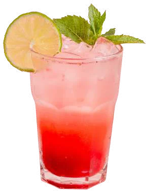 Lychee-Himbeer-Limonade mit Limette und Minze